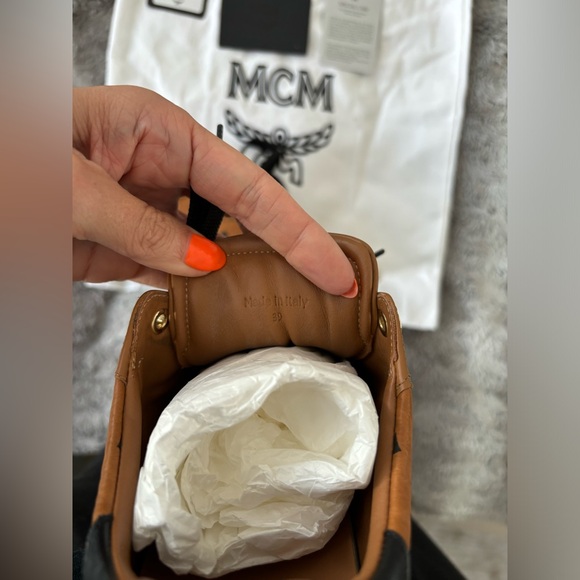 MCM Visetos Leather Sneakers Size: 9 | IT 39 Cognac - Picture 3 of 6